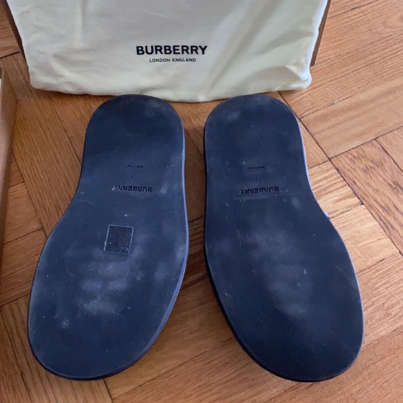 Burberry Embroidered Logo Mesh and Leather Slides - Picture 6 of 9